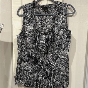 Black and White Swirl Pattern Sleeveless Blouse
